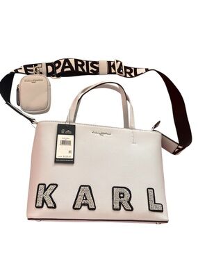 Karl Lagerfeld NWT gorgeous periwinkle handbag w/crossbody strap & small pouch